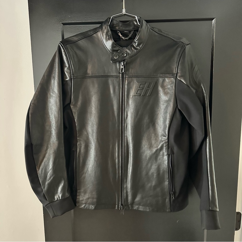 EngineHawk Real Leather Biker Jacket with Pads